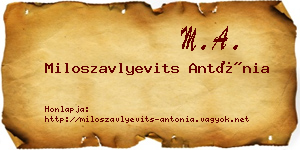 Miloszavlyevits Antónia névjegykártya